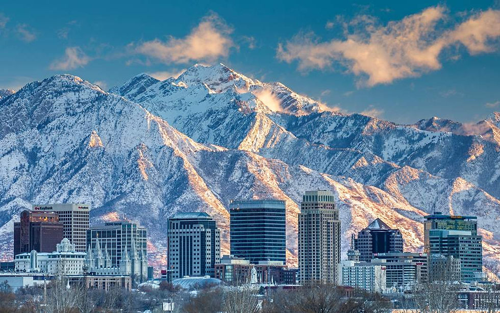 Salt Lake City skyline in the winter 